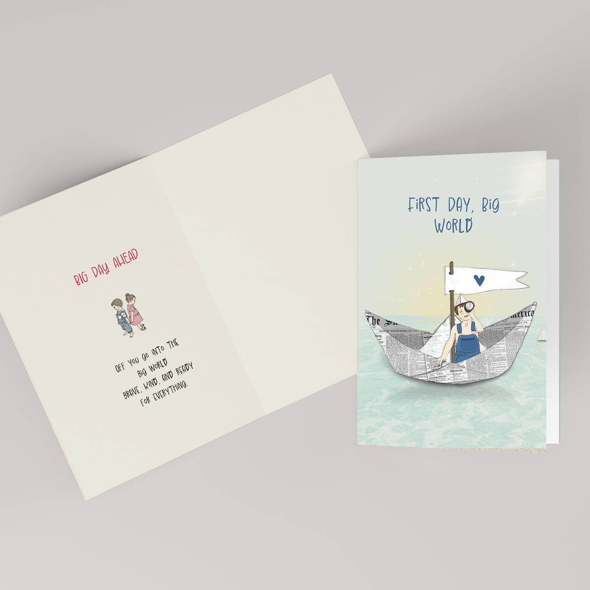 First Day, Big World — Family Milestones Card