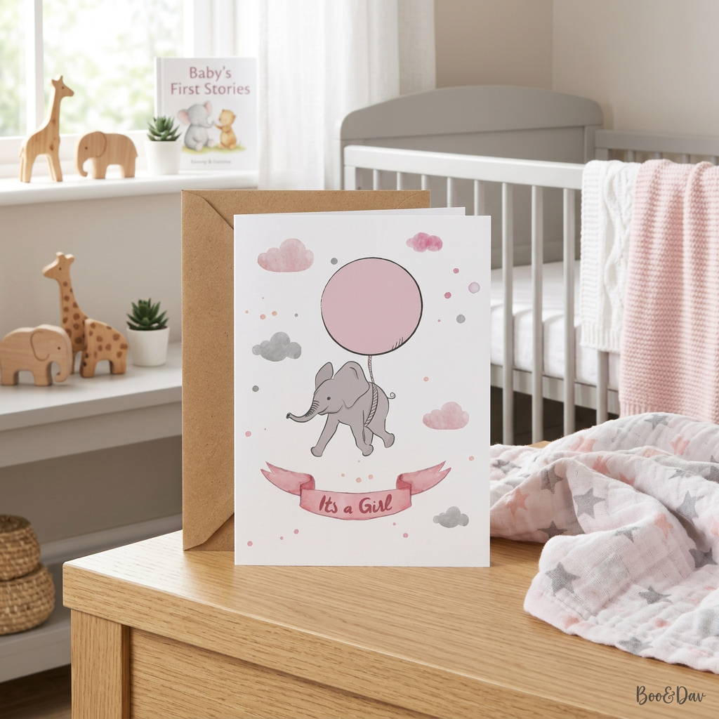 It’s a Girl — Illustrated New Baby Card