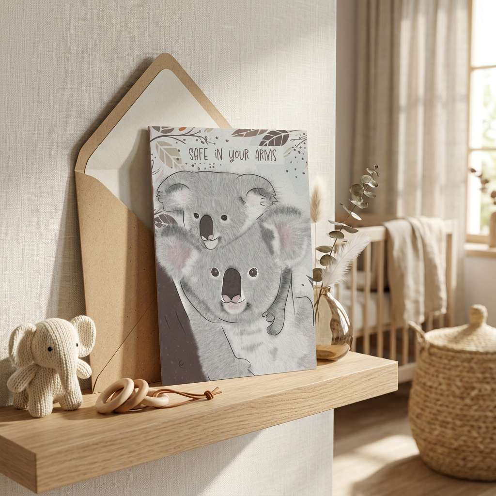 Safe in Your Arms — Illustrated New Baby Card