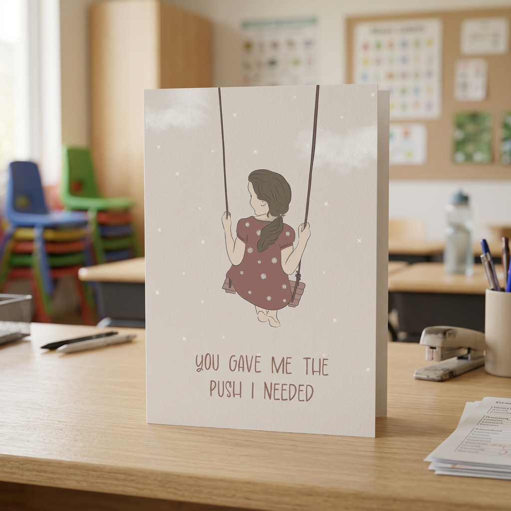You Gave Me the Push I Needed — Illustrated Teacher Appreciation Card