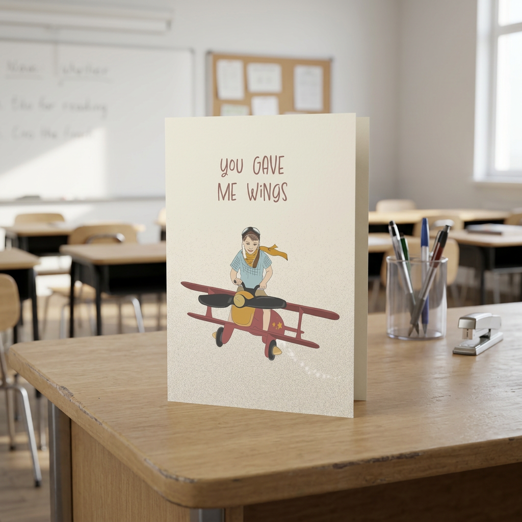 You Gave Me Wings — Illustrated Teacher Appreciation Card
