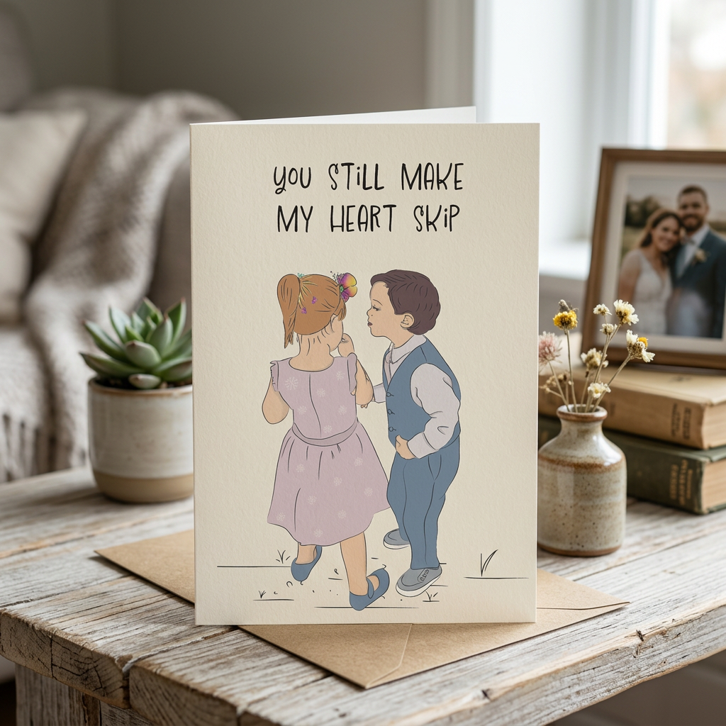 You Still Make My Heart Skip — Illustrated Anniversary Card