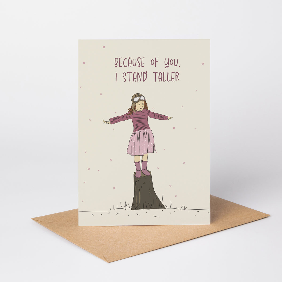 Because of You, I Stand Taller — Illustrated Teacher Appreciation Card