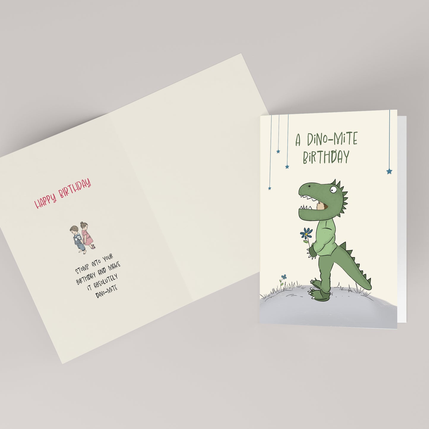 A Dino-mite Birthday — Illustrated Birthday Card