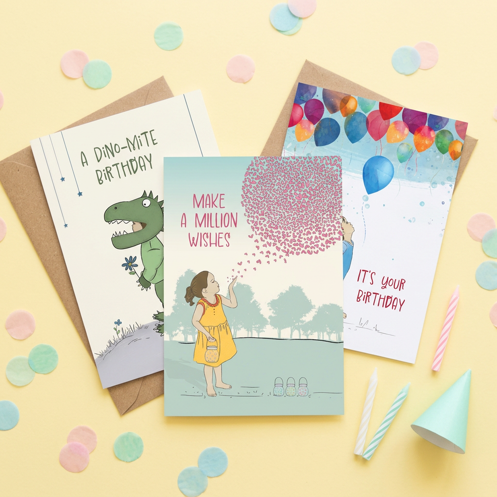 Birthday Drop-In — 8 Designs (48 Cards)