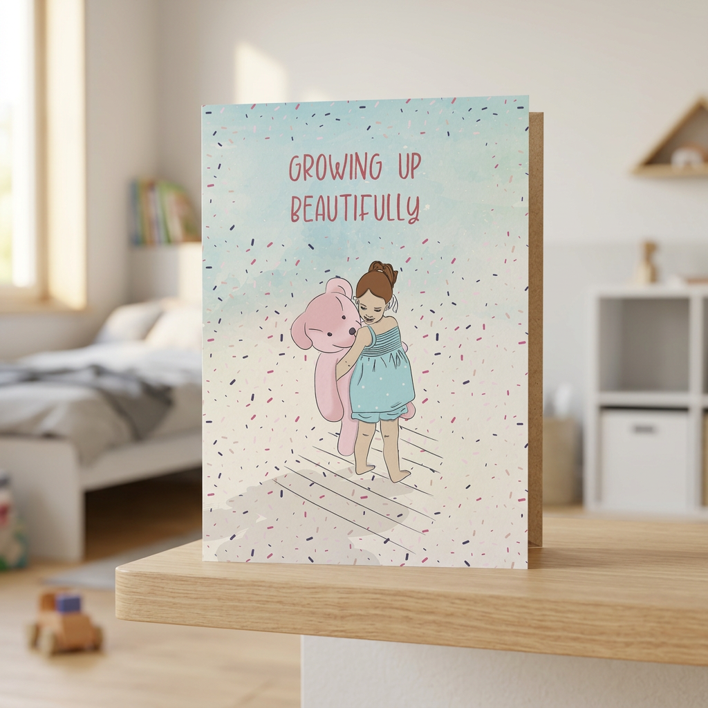 Growing Up Beautifully — Illustrated Family Milestones Card