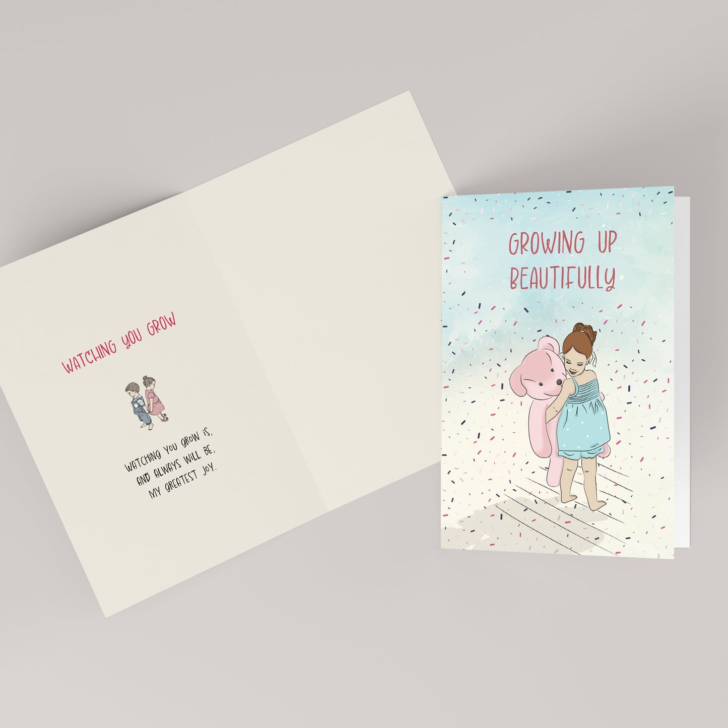 Growing Up Beautifully — Illustrated Family Milestones Card