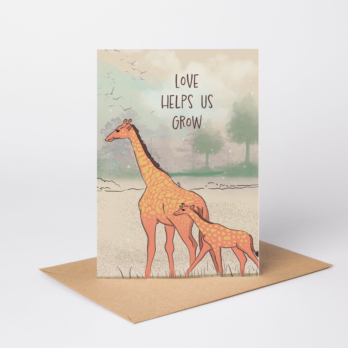 Love Helps Us Grow — Illustrated New Baby Card