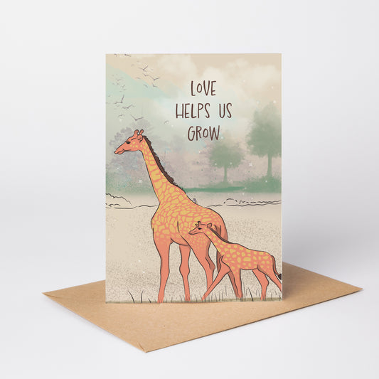 Love Helps Us Grow — Illustrated New Baby Card