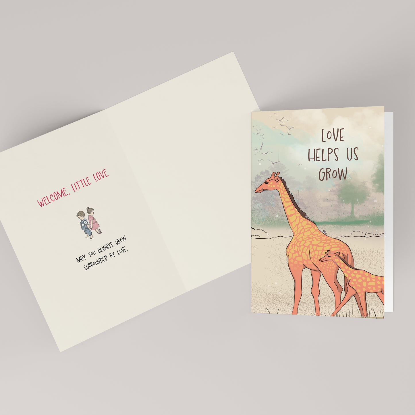 Love Helps Us Grow — Illustrated New Baby Card