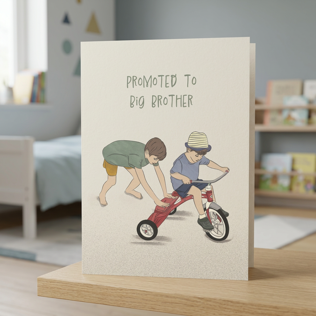 Promoted to Big Brother — Illustrated Family Milestones Card