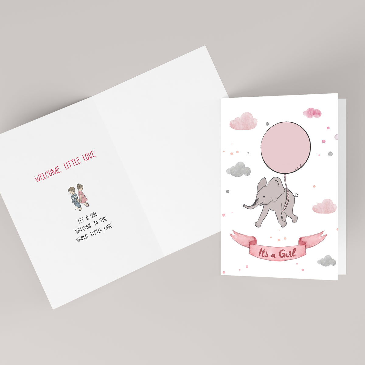 It’s a Girl — Illustrated New Baby Card