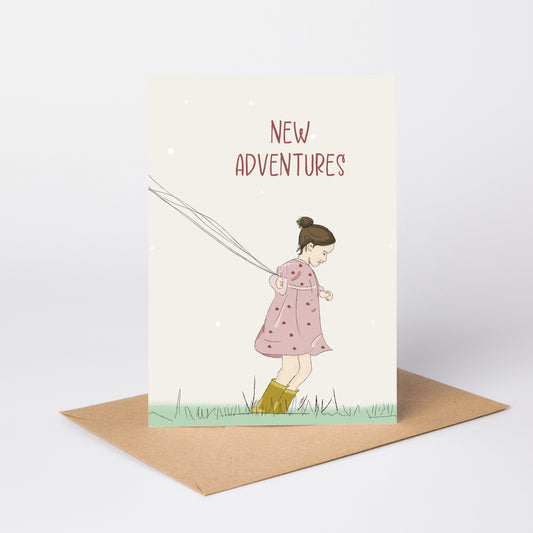 New Adventures — Illustrated Congratulations & Good Luck Card