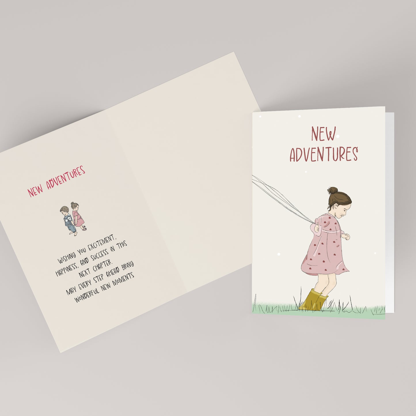 New Adventures — Illustrated Congratulations & Good Luck Card