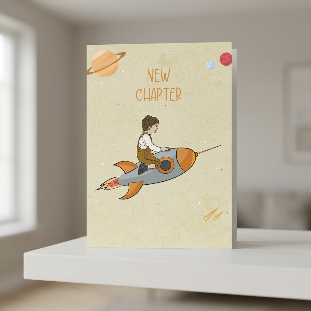 New Chapter — Illustrated Retirement Card