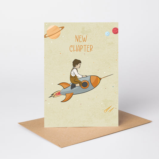 New Chapter — Illustrated Retirement Card