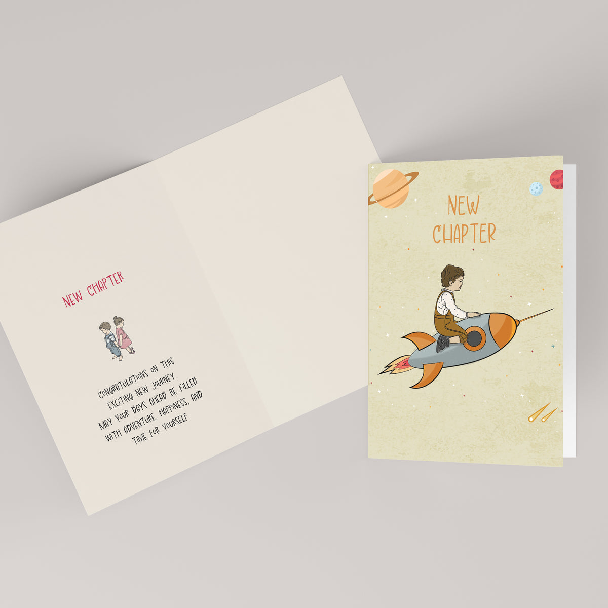 New Chapter — Illustrated Retirement Card