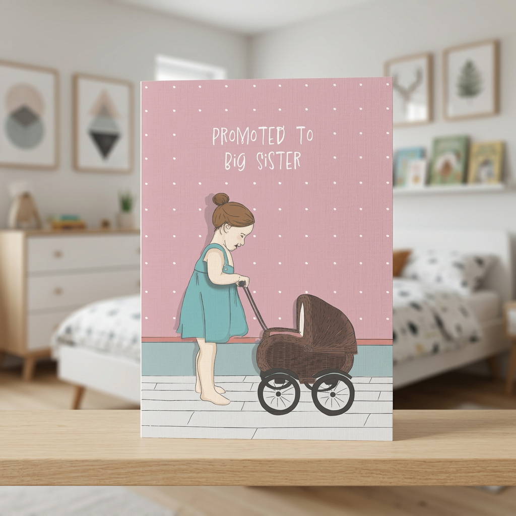 Promoted to Big Sister — Illustrated Family Milestones Card