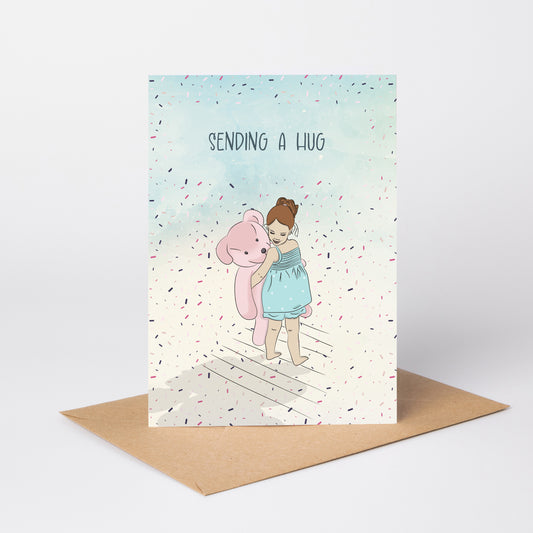 Sending a Hug — Illustrated Thinking of You Card