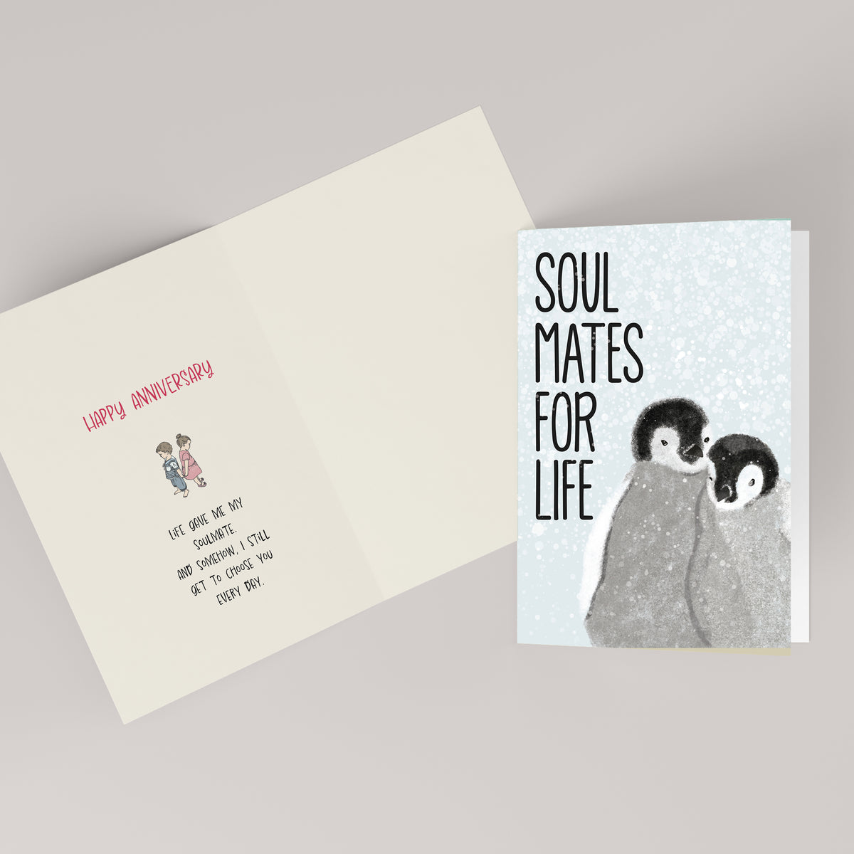 Soul Mates for Life — Illustrated Anniversary Card