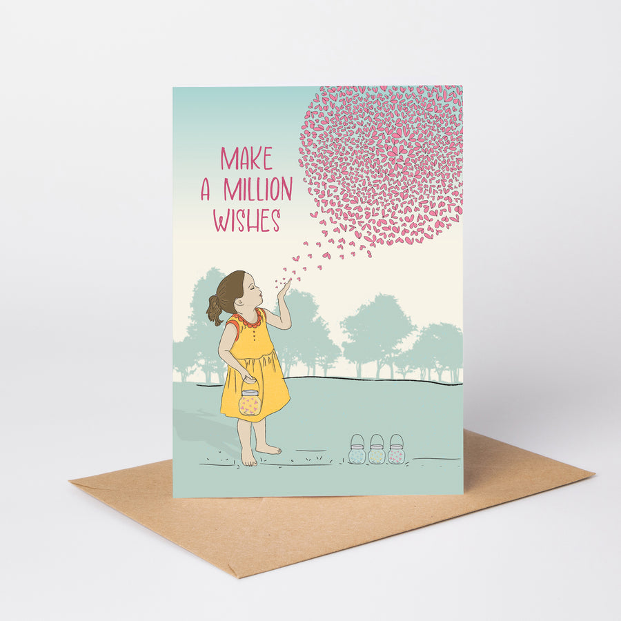 Make a Million Wishes — Illustrated Birthday Card