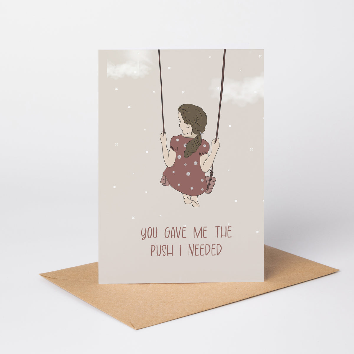 You Gave Me the Push I Needed — Illustrated Teacher Appreciation Card