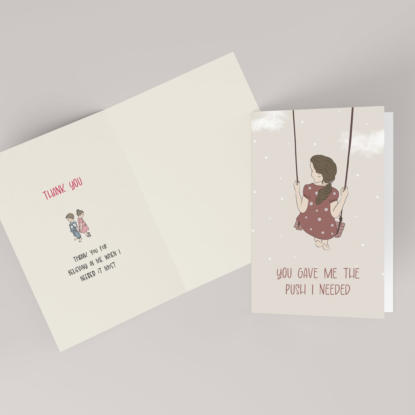 You Gave Me the Push I Needed — Illustrated Teacher Appreciation Card
