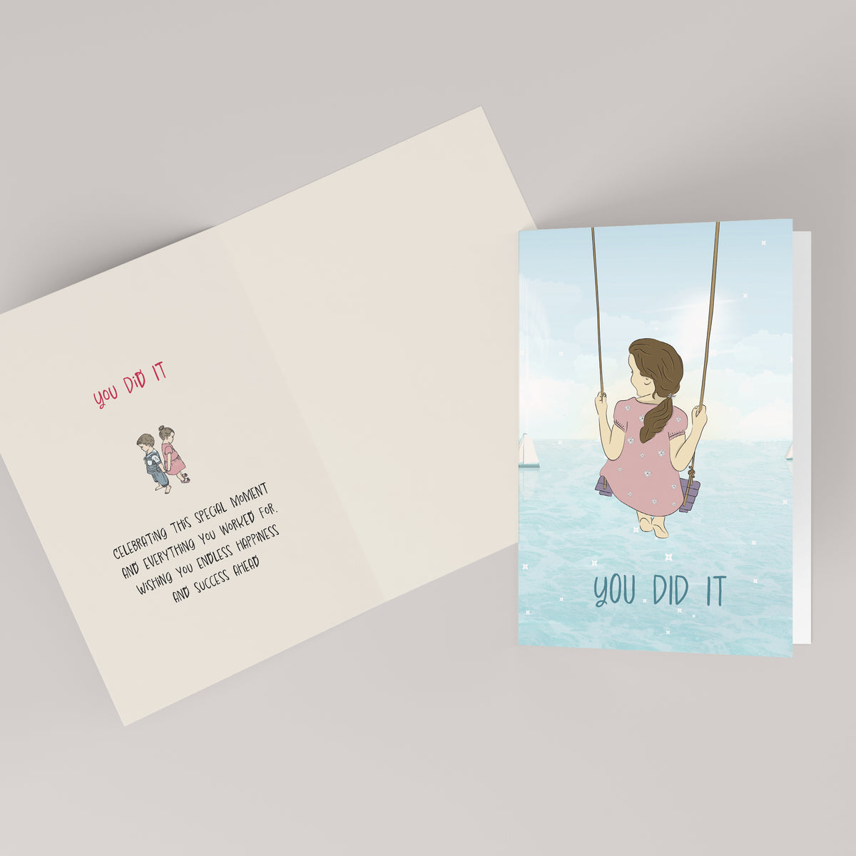 You Did It — Illustrated Congratulations & Good Luck Card