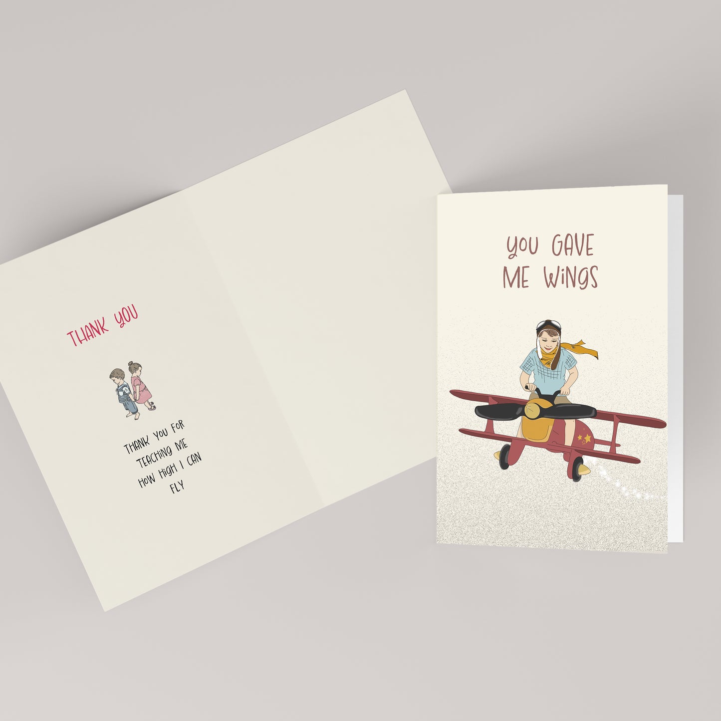 You Gave Me Wings — Illustrated Teacher Appreciation Card
