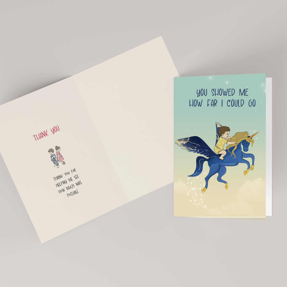 You Showed Me How Far I Could Go — Illustrated Teacher Appreciation Card