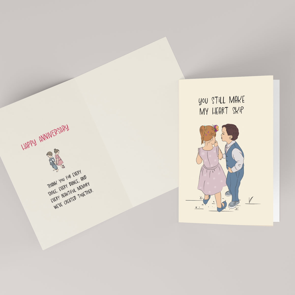 You Still Make My Heart Skip — Illustrated Anniversary Card