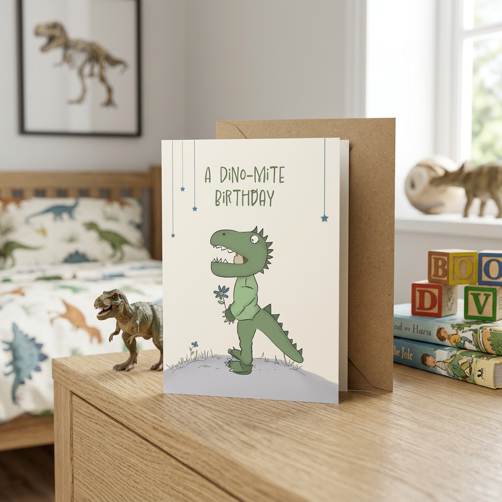 A Dino-mite Birthday — Illustrated Birthday Card