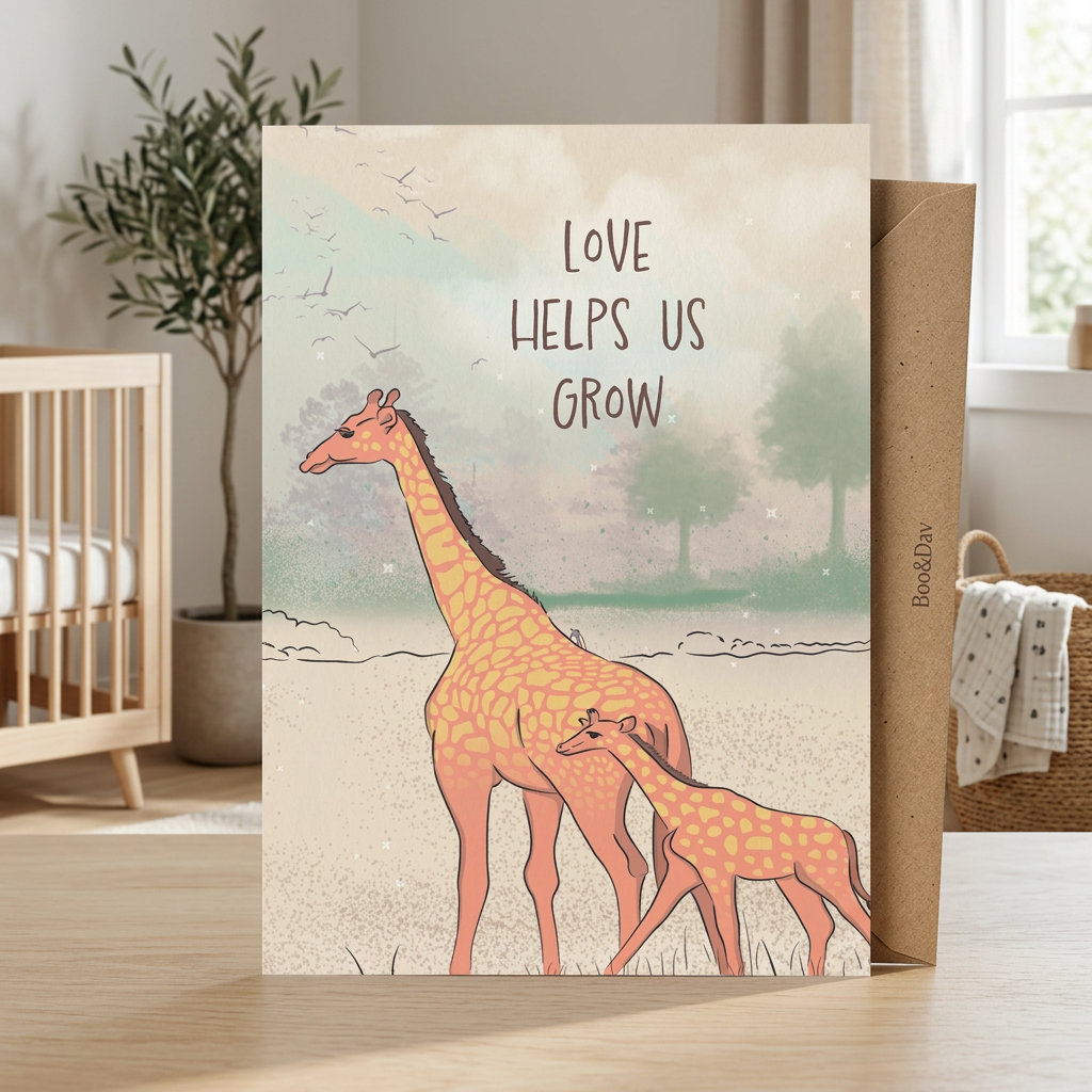 Love Helps Us Grow — Illustrated New Baby Card