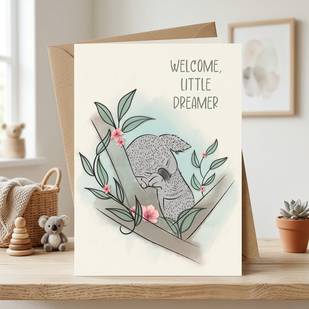 Welcome, Little Dreamer — Illustrated New Baby Card