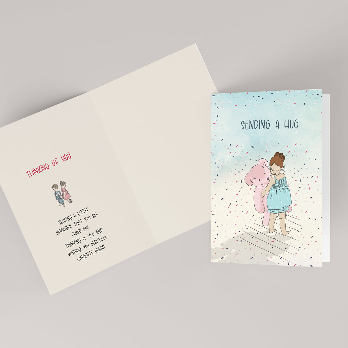 Sending a Hug — Illustrated Thinking of You Card